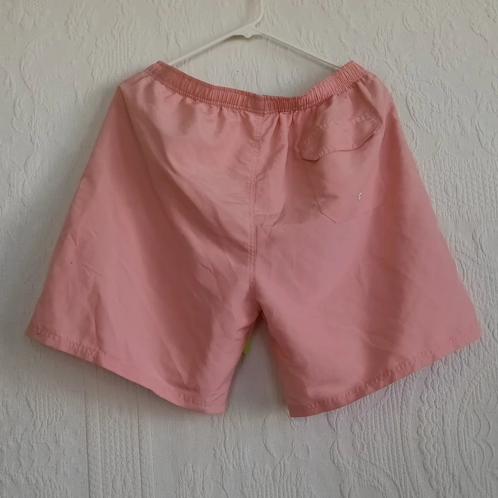 Neon Pink Swim Shorts Yellow Drawstring Beach Resort XL Board Shorts Water Fun